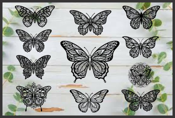 10 Decorative Butterfly Mandala Bundle: Graphics & Freebies