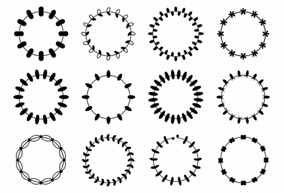 12 Hand Drawn Circle Frames Clipart