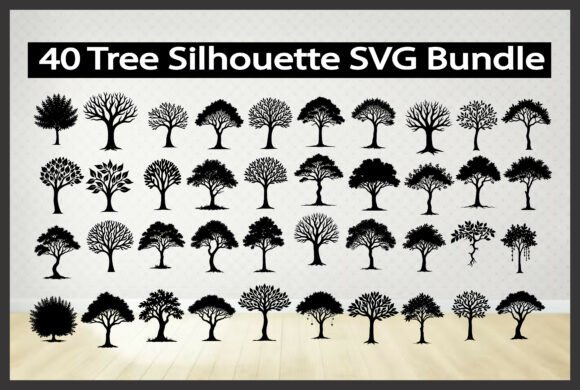 40 Tree Silhouette SVG Bundle: Graphics & Freebies