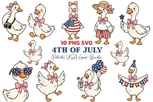 4th of July Patriotic Goose Clipart PNG