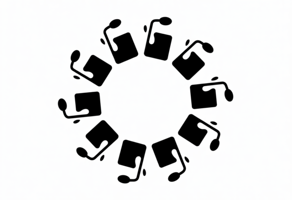 Black Music Notes Circular Design SVG