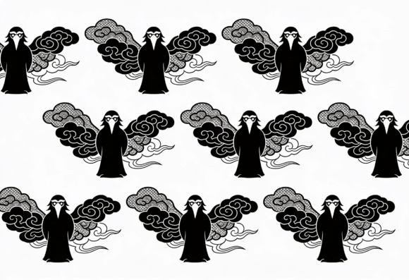 Black Raven Cloud Tattoo Design SVG: Graphics & Crafts