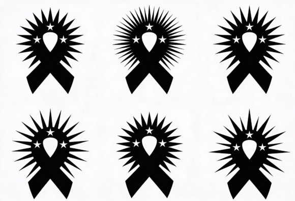Black Ribbon Starburst SVG Clipart for Crafts and Graphics