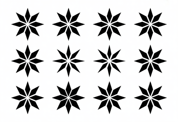 Black Starburst Ornaments Pattern SVG for Crafts and Graphics