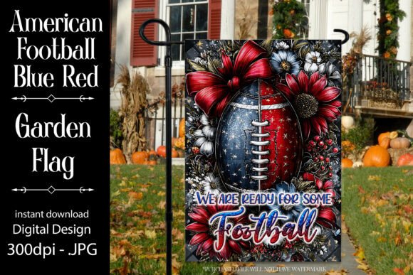Blue and Red Football Garden Flag F7: Graphics for Crafts