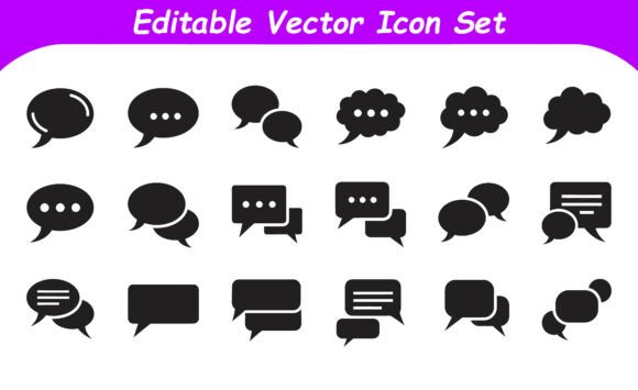 Chat and Speech Bubble Icons Set: Graphics for Crafts and Marketing