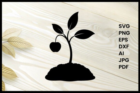 Cherry Tree Seedling Silhouette Graphics & Crafts