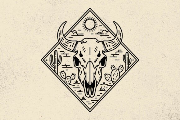 Cow Skull Desert SVG File for Graphics and Crafts