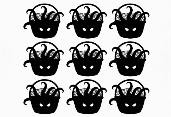 Creepy Kraken Treat Basket Silhouette: Graphics & Crafts