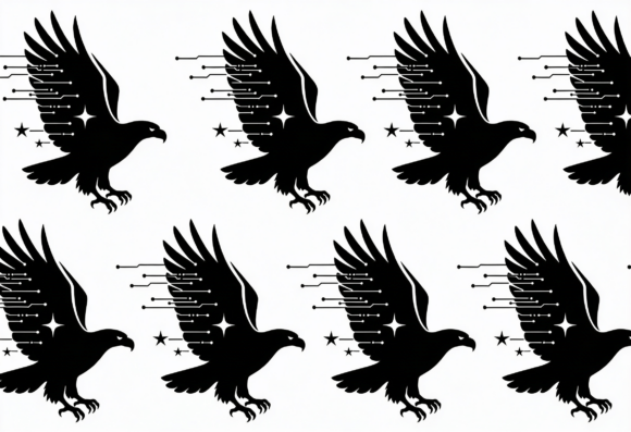 Digital Eagle Silhouette Vector Art for Crafts and Graphics