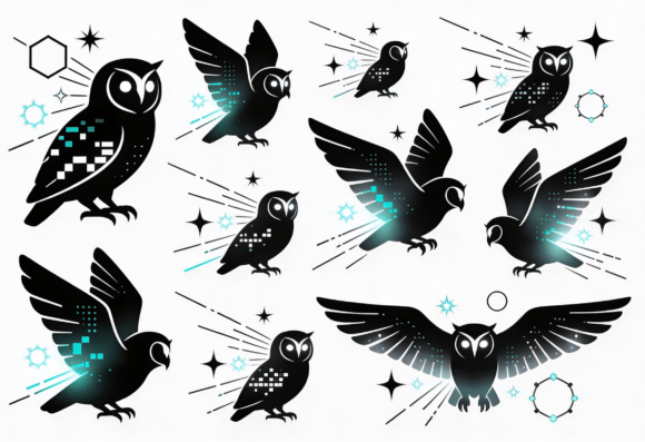 Digital Owl Clipart Bundle: Graphics for Crafts & Small Business Branding