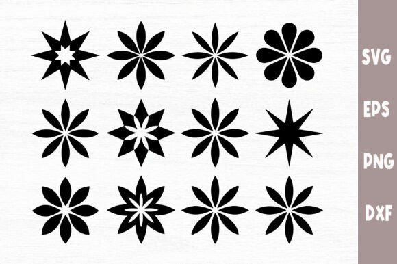 Flower Icon Silhouette SVG Set for Crafts and Graphics