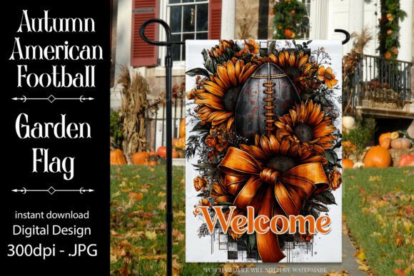 Football Welcome Garden Flag F1: Graphics for Crafts