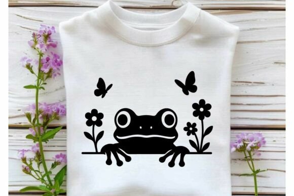 Free Peeking Frog SVG PNG Floral Vector: Graphics for Crafts