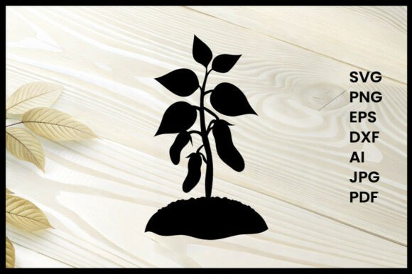 Green Bean Seedling Silhouette Graphics for Crafts