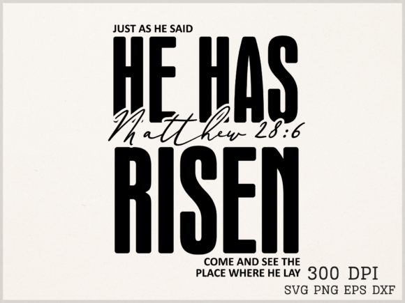 He Has Risen Bible Verse PNG: Graphics for Crafts and Branding