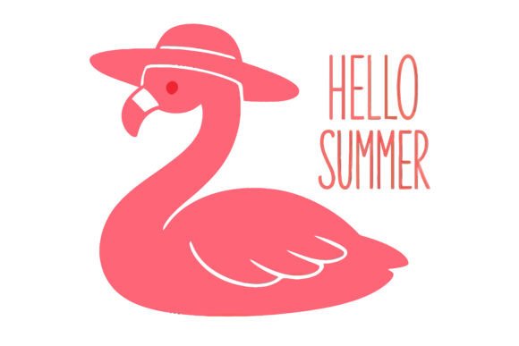 Hello Summer Flamingo Minimal Design Graphics