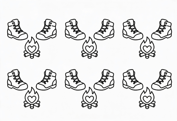 Hiking Boots Campfire Love Clipart: Graphics and Crafts