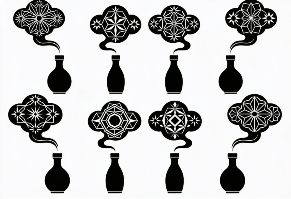Japanese Geometric Pattern Bottle Smoke