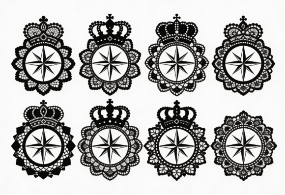 Lace Compass Rose Crown SVG Cut Files