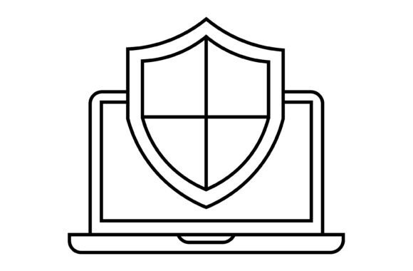 Laptop with Shield Icon: Graphics for Cybersecurity Freebies