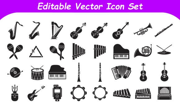 Music Instruments Icon Set: Graphics and Crafts in Harmony