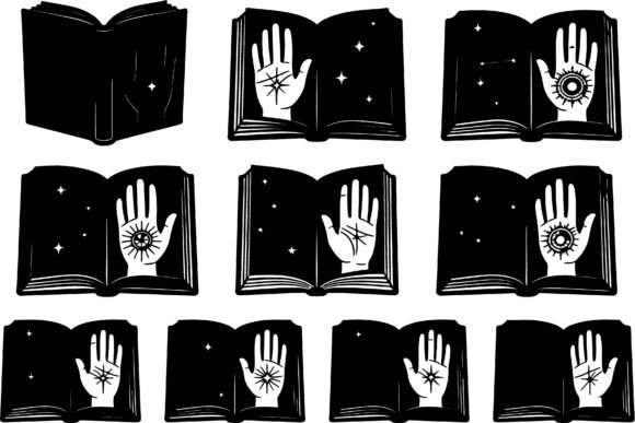 Mystical Grimoire Open Book SVG Clipart for Graphics and Crafts