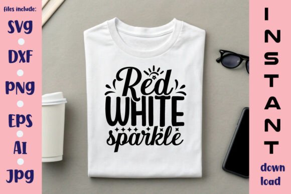 Red White Sparkle SVG Design: Graphics & Crafts