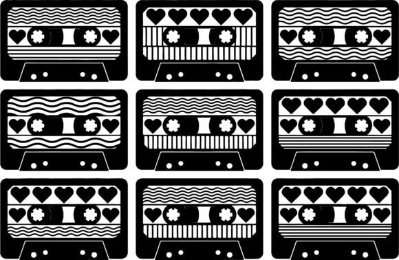 Retro Cassette Tape SVG Clipart Heart
