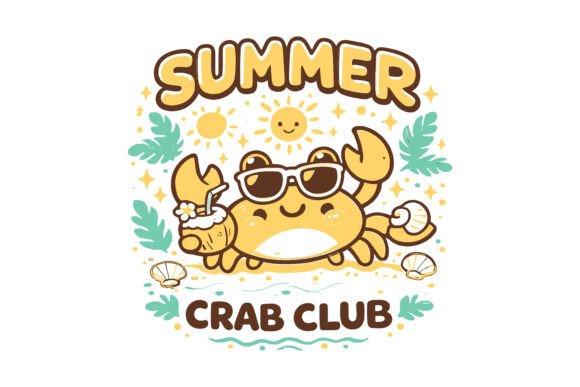 Summer Crab Club Beach Vector Graphics
