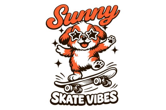 Sunny Skate Vibes Cartoon Dog Graphics Freebies