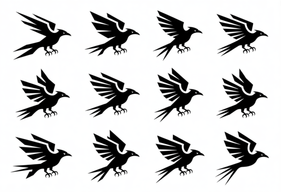 Tribal Raven Flying Logo Vector Graphics for Crafts