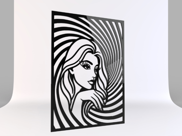 Woman Face Panel SVG DXF EPS PNG STL for Laser Cutting
